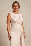 Apricot Plus Size Chiffon Long Mother of the Bride Dress with Ruffles